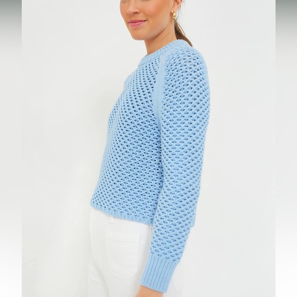 Corsica Blue Crochet Knit Annette Sweater - Picture 3 of 8